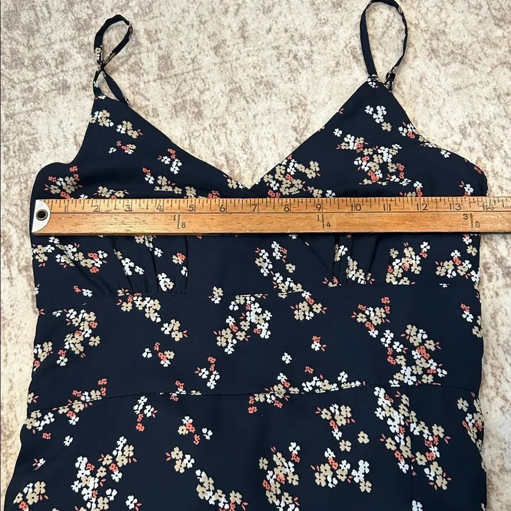 Abercrombie and Fitch Floral Navy Dress with high slit and smocked back small